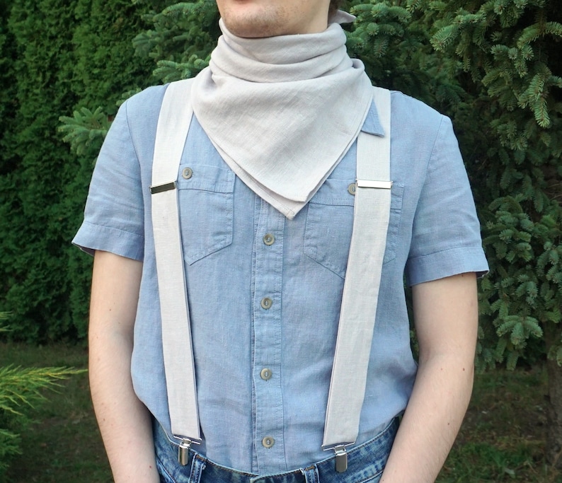 Mens linen bandana. Military green biker bandana. Square bandana scarf. Neck soft linen scarf for women. Mens neckerchief. Bandana headwrap. image 2