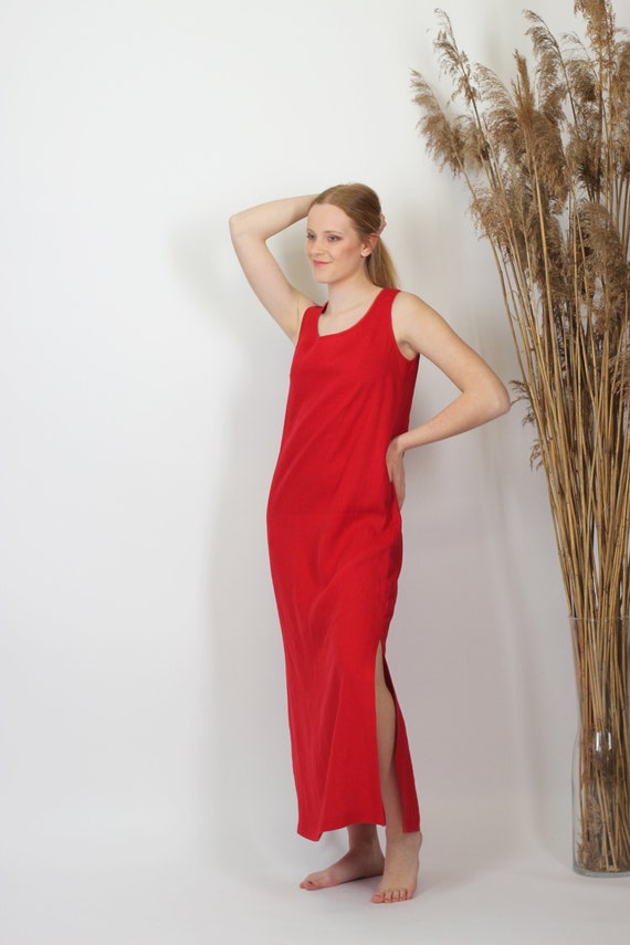 Red Linen Maxi Dress. Wedding Guest Dress. Party Dress. Cocktail Dress. Bridesmaid Dress. Eco friendly Prom Dress. Long Linen Beach Dress Etsy UK