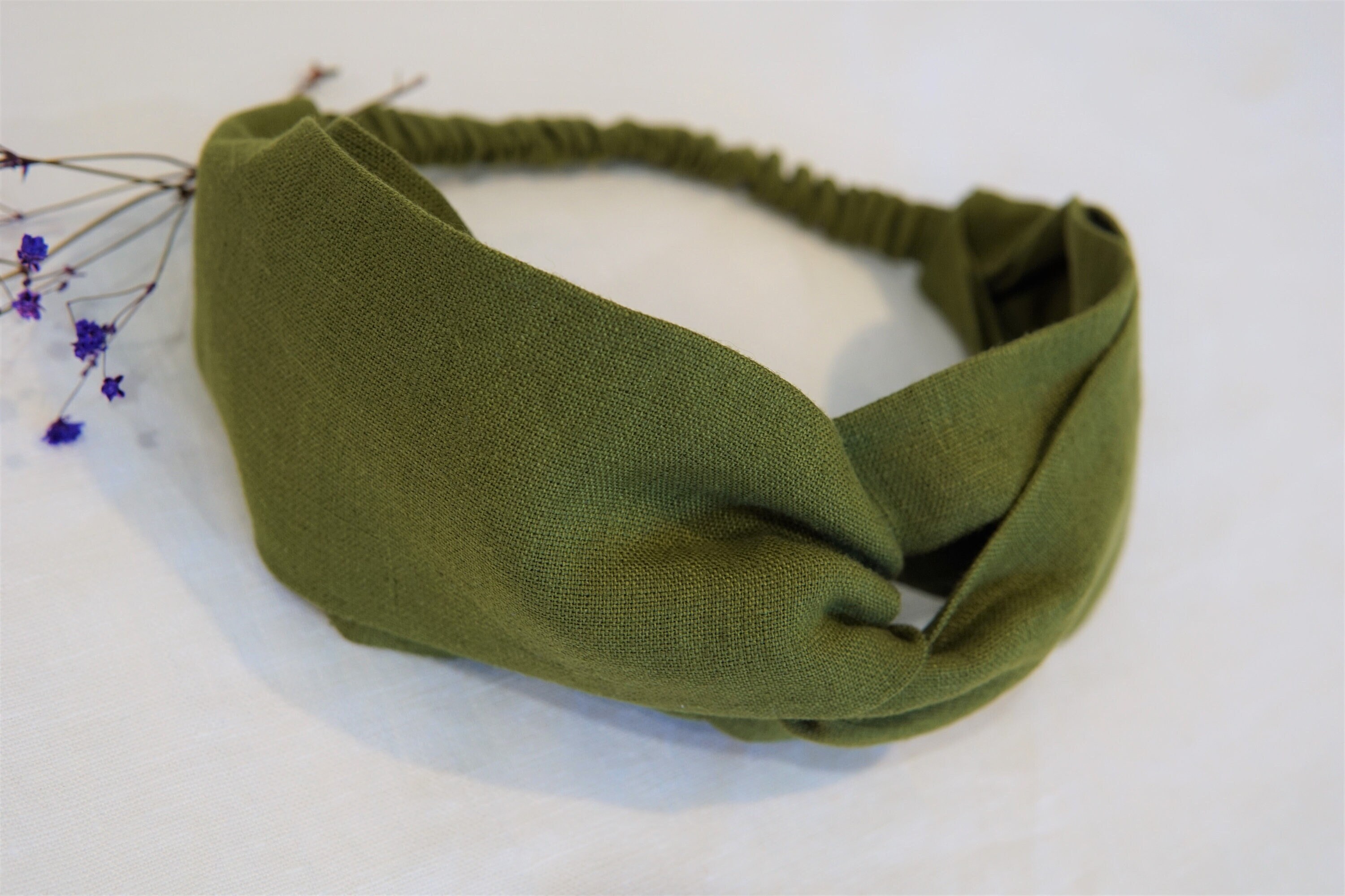 Twist Headband in Moss Green. Linen Headband for Women. - Etsy