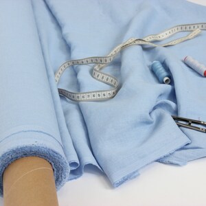 Light Blue Linen Fabric by the Yard. Baby Blue Colour Linen Dress Fabric. Medium Weight Soft Linen Fabric for Sewing Clothes, Home Textile