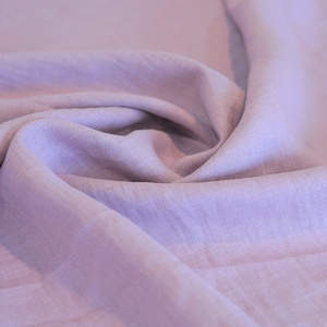 Lilac linen fabric by the yard. Light purple linen fabric by the metre. Medium weight, softened fabric for sewing. Linen dress fabric.