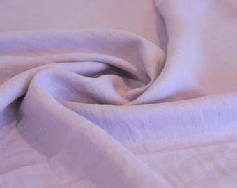 Lilac linen fabric by the yard. Light purple linen fabric by the metre. Medium weight, softened fabric for sewing. Linen dress fabric.