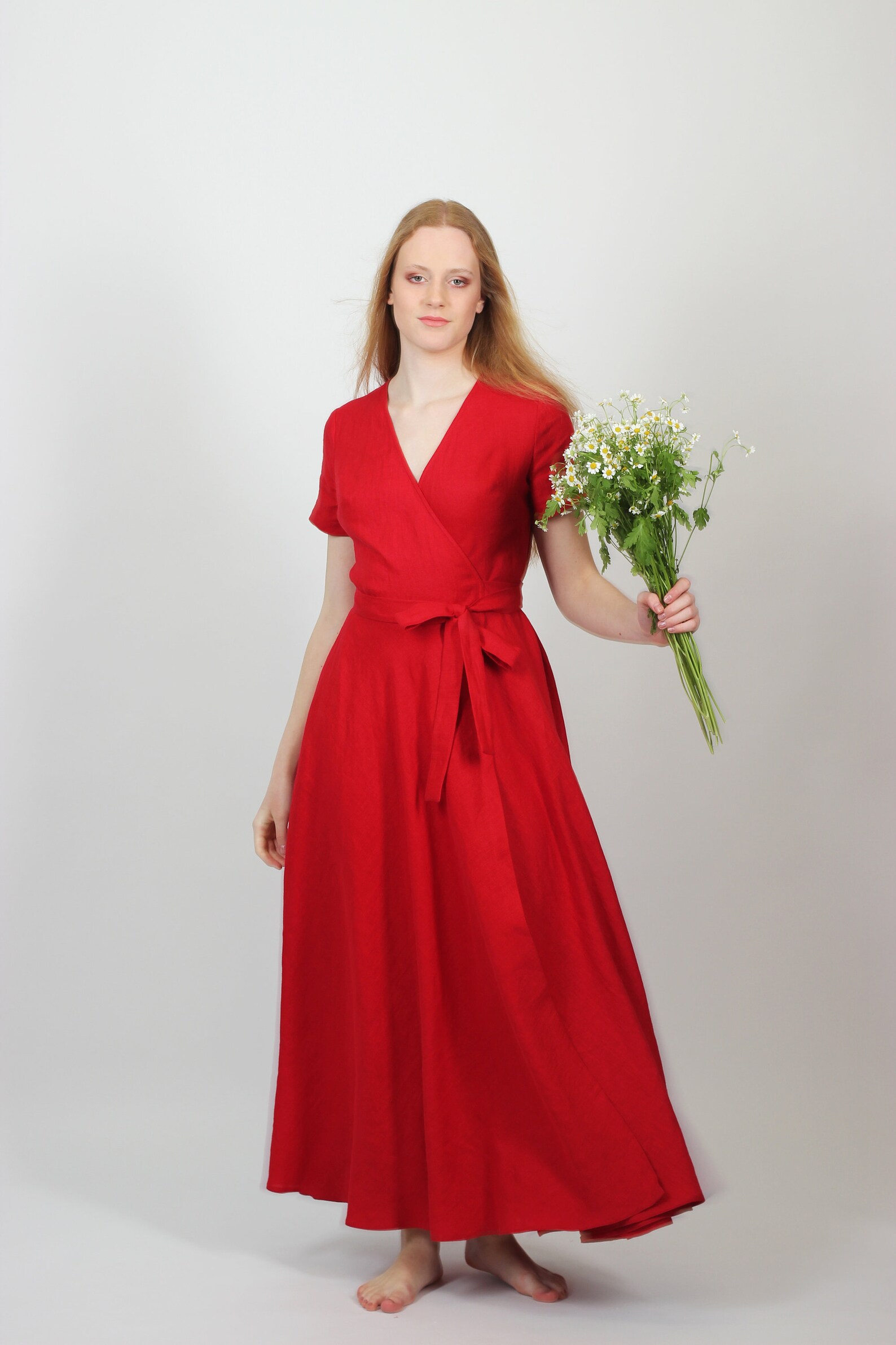 Maxi Linen Wrap Dress. Wedding Guest Dress. Party Dress. Etsy