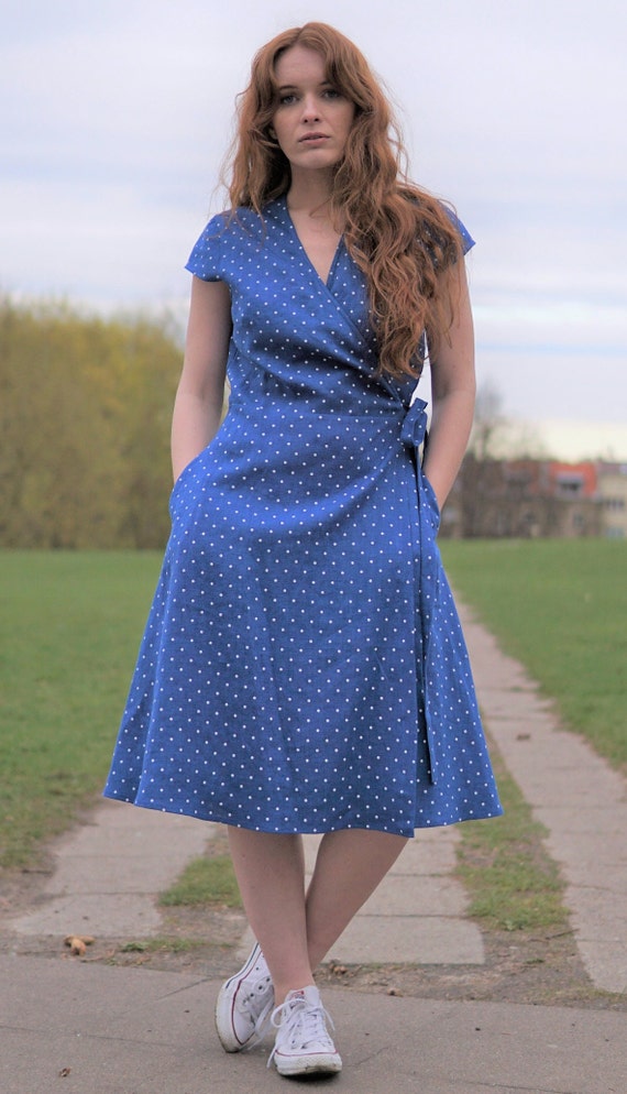 Buy Blue Polka Dot Linen Fabric by the Yard. Blue Polka Dot Fabric by the  Metre. Medium Weight, Soft Linen Fabric for Sewing. Linen Dress Fabric  Online in India - Etsy