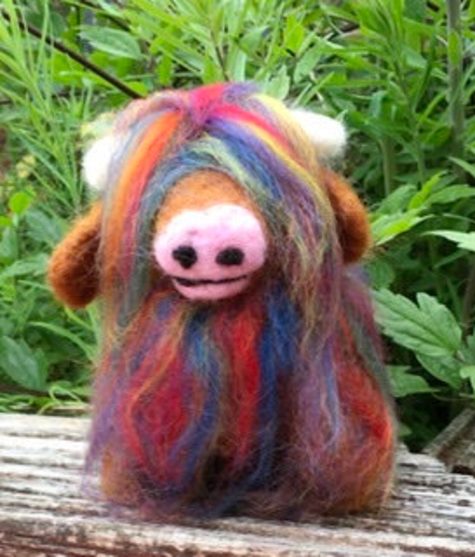 Cute Needle felt rainbow highland cow Etsy