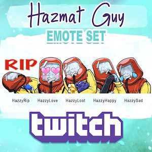 Pacchetto Emote Twitch Hazmat Suit - Set Emote Pronto Per Scaricare, Personaggio Happy Sad Loot RIP Love, Emote Premade Istantanee