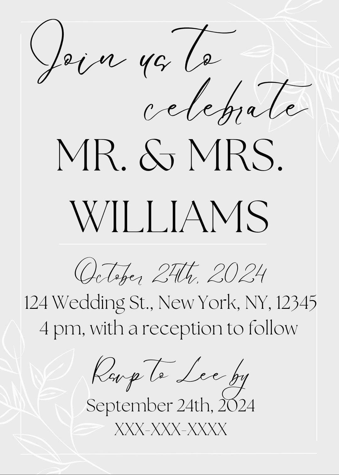 Simple Wedding Invitations Etsy