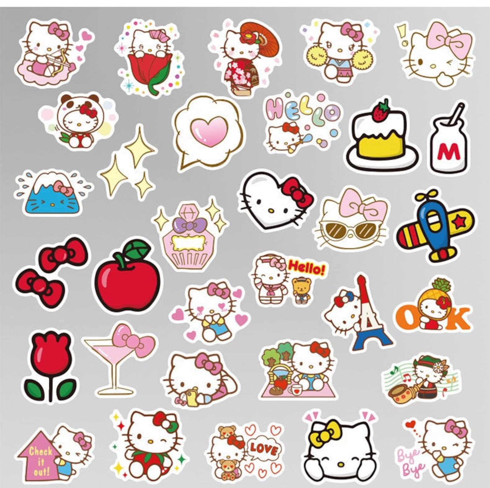 HELLO KITTY Pegatina ASSORTED Hello Kitty Pegatinas 40 Hello Etsy