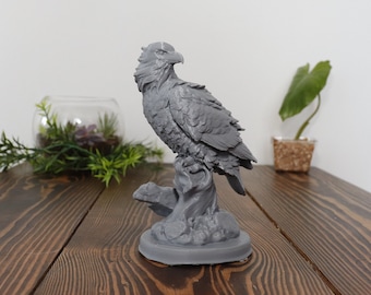 Falcon Bird Figure • Hawk in Nature Miniature Statue • 3d Printed Home Decor