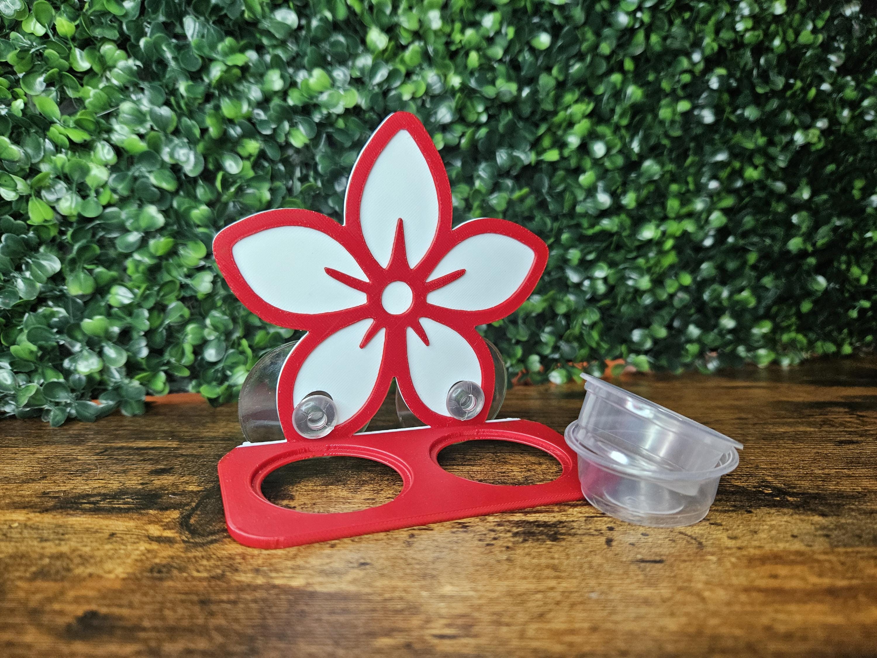 Cute Flower Feeding Ledge • Nature Plant Reptile Food and Water Holder with suction cup • 3D Printed Terrarium Accessory