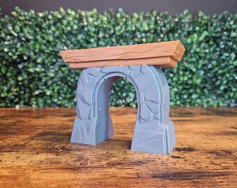 Decoración de reptiles con puerta de piedra antigua • Suministros para tanques de lagartos con cornisa de geco • Accesorio para terrario impreso en 3D
