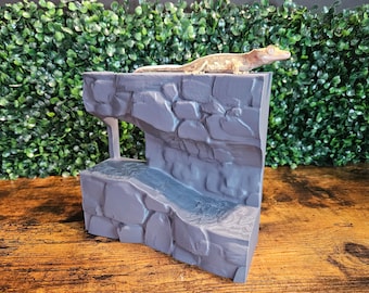 Terrario de piedra impreso en 3D con cornisas de fondo/decoración para reptiles y anfibios
