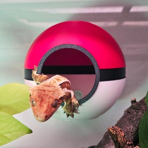 Gaming Pokeball Reptile Wandversteck • Videospiel Anime Themed Small Pet Gehäuse Dekor • 3D gedrucktes Terrarium Zubehör