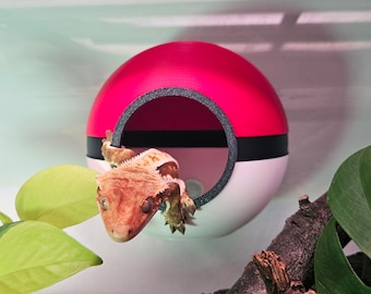 Gaming Pokeball Reptile Wall Hide • Video Game Anime Themed Small Pet Enclosure Decor • 3D Printed Terrarium Accessory