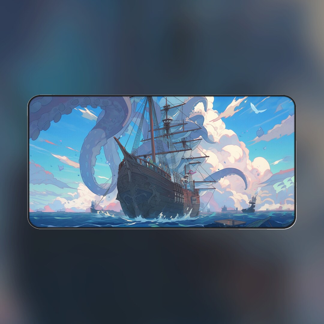 Invasion of Kraken Desk Mat, XXL Gaming Mouse Pad, Colors Pastel