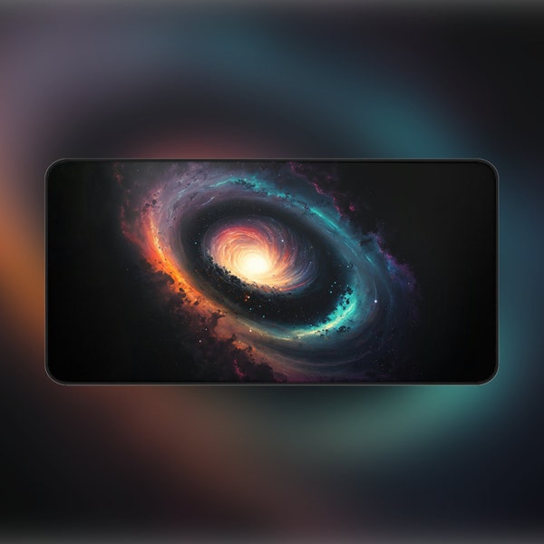 Nebula Galaxy Desk Mat, XXL Gaming Mouse Pad, Rainbow Black Hole Mousepad, Aesthetic Desk Pad