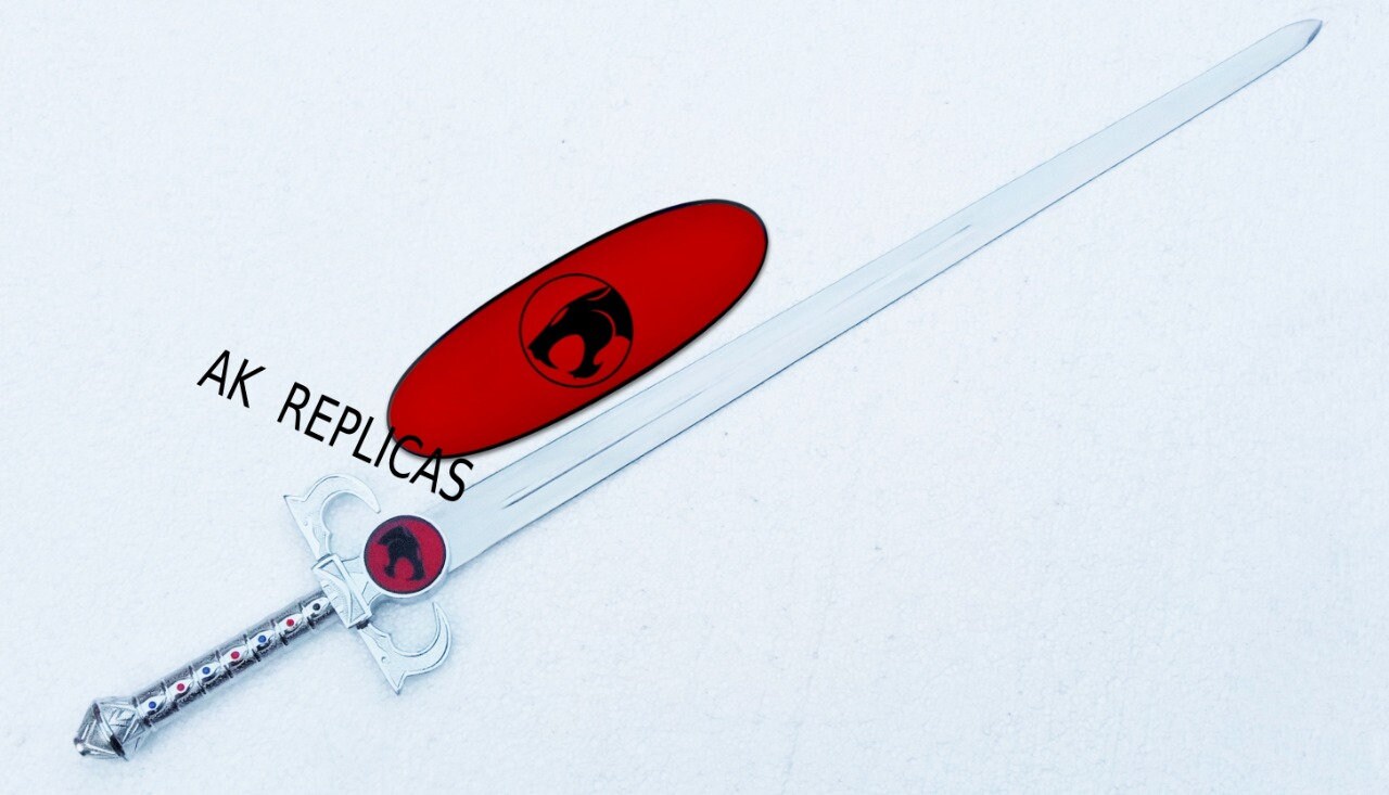 440 Forged Steel Handmade Good Omen Sword Lightening With Table Stand