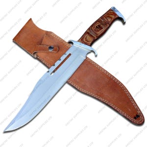 Full Tang Rambo 3 Gill Hibben Elite Film Replik Messer mit Scheide Handgemachtes Bowiemesser Campingmesser Jagdmesser Perfektes Geschenk für Ihn