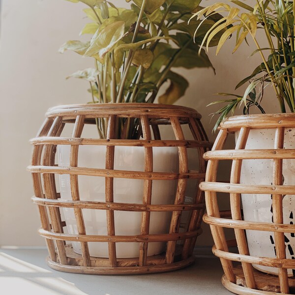 Wicker Planter Etsy