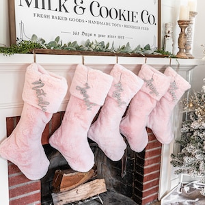 Baby Pink Christmas Stocking, Ice Pink Seal Xmas Decor, Personalized Rosewater Stocking, Baby Pink Xmas Decor