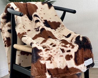 Adult Minky Blanket - Ivory Brown Pony, Adult Throw, Adult Gift, Throw Blanket, Western Home Decor, Modern Farmhouse, Minimalist Gift