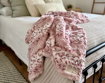 Adult Minky Blanket - Wildrose Wild Lynx Adult Throw, Adult Gift, Throw Blanket, Cheetah Leopard Blanket, Fuzzy Blanket