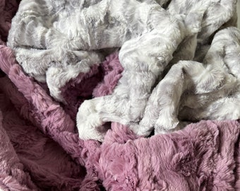 Adult Minky Blanket Misty Mauve Glacier and Jaguar Vapor Minky, Adult Throw, Adult Gift, Throw Blanket, Cheetah Home Decor