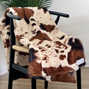 Adult Minky Blanket - Ivory Brown Pony, Adult Throw, Adult Gift, Throw Blanket, Western Home Decor, Modern Farmhouse, Minimalist Gift