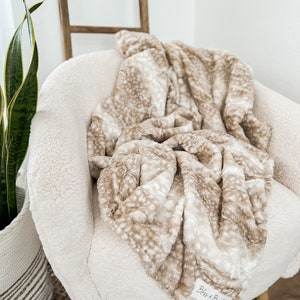 Adult Minky Blanket - Beige Fawn Adult Throw, Adult Gift, Throw Blanket