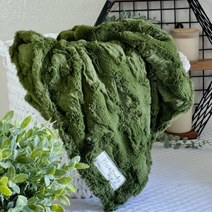 Adult Minky Blanket, Gifts for Mom Moss Green Glacier, Adult Throw, Adult Gift, Throw Blanket, Mothers Day Gifts image 1