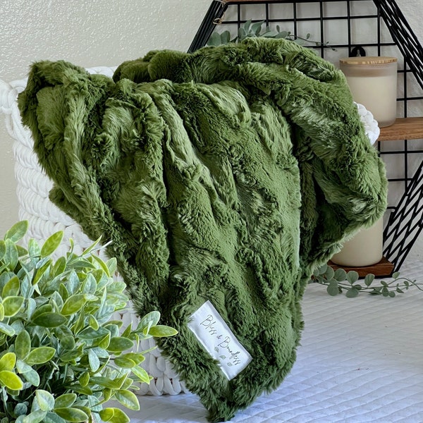 Adult Minky Blanket, Gifts for Mom  - Moss Green Glacier, Adult Throw, Adult Gift, Throw Blanket, Mother’s Day Gifts