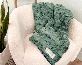 Adult Minky Blanket - Wild Rabbit Artichoke Adult Throw, Adult Gift, Throw Blanket, Green Blanket