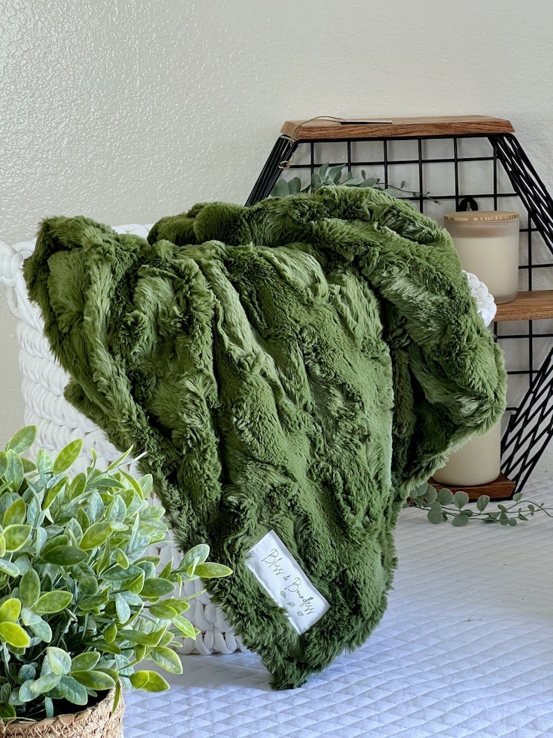 Adult Minky Blanket Gifts for Mom Moss Green Glacier image 1