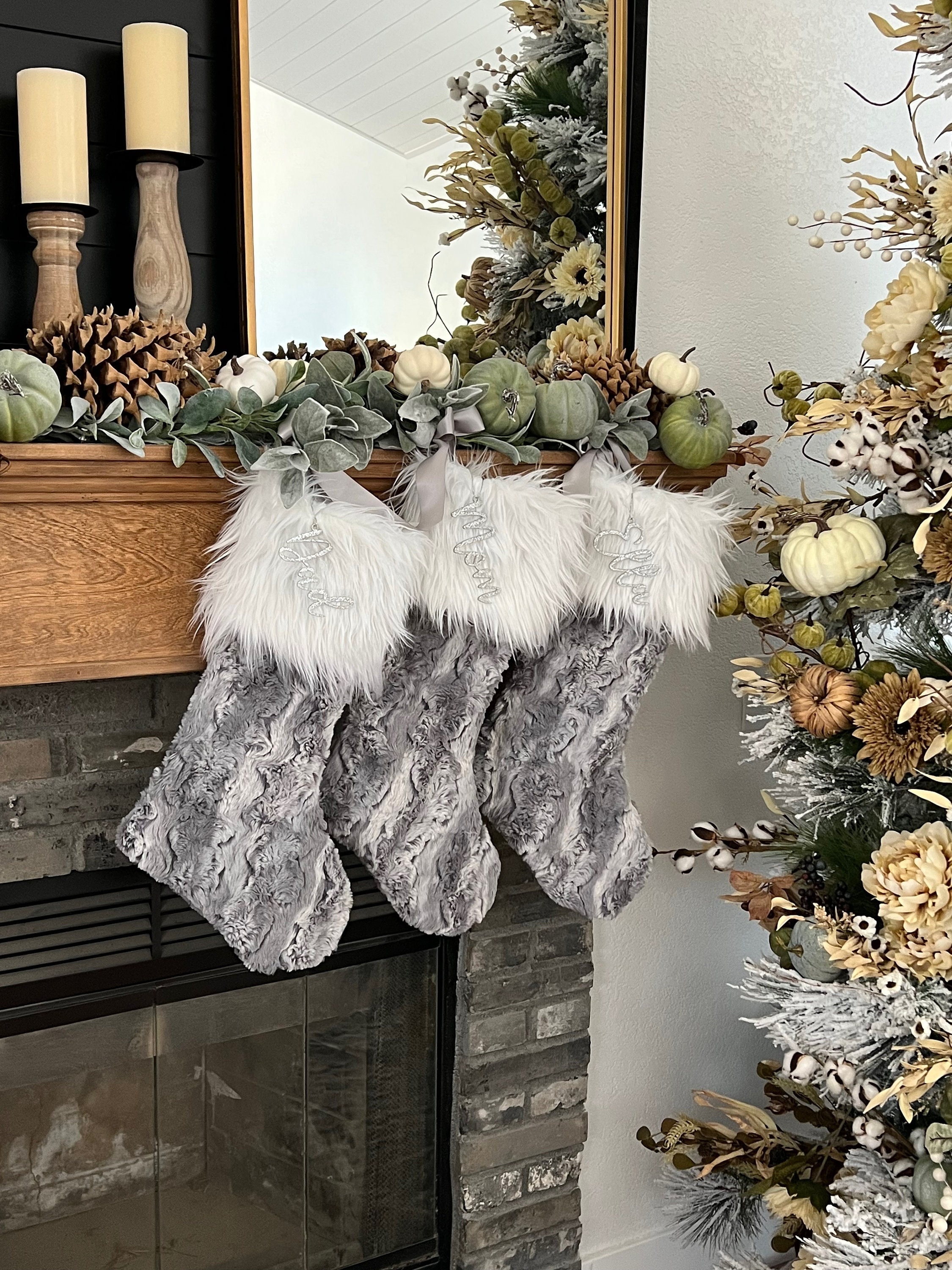 Faux fur cheap christmas stockings