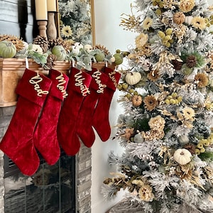 Red Christmas stocking, Red Velvet Christmas stocking, Personalized Christmas Stocking, Modern Christmas stocking, Personalized
