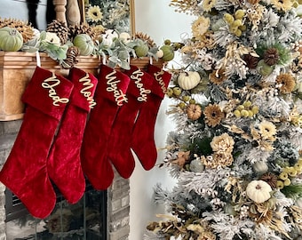 Red Christmas stocking, Red Velvet Christmas stocking, Personalized Christmas Stocking, Modern Christmas stocking, Personalized