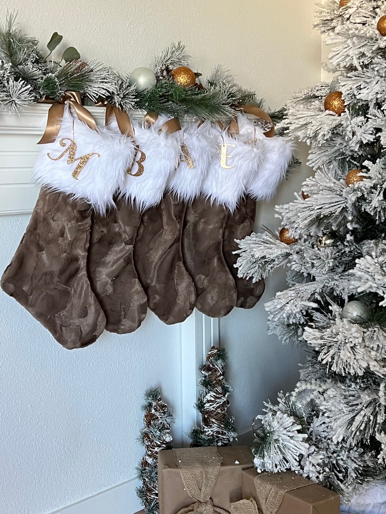 Truffle Brown Christmas Stocking Faux Fur Christmas Stocking Etsy
