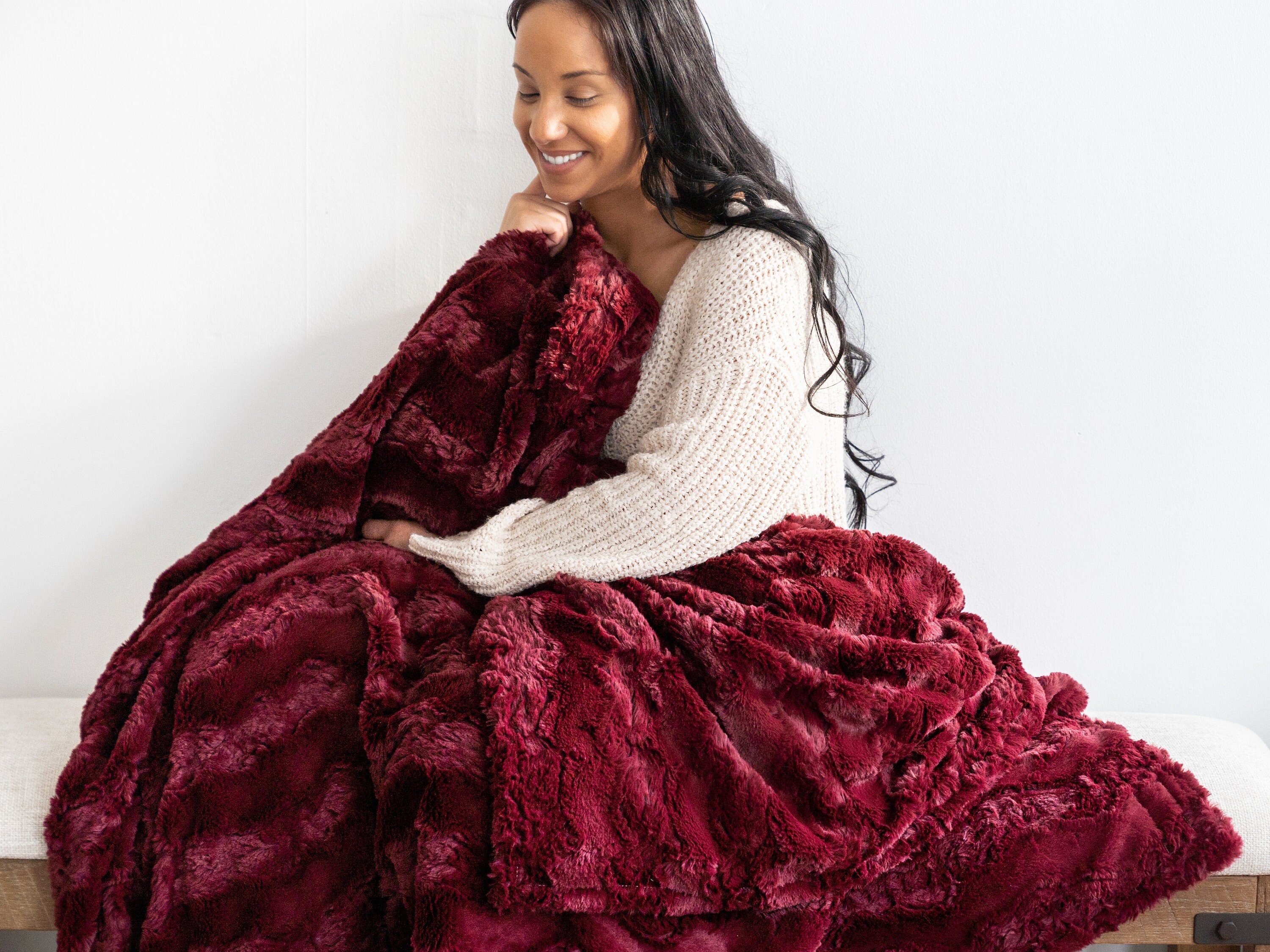 Adult Minky Blanket Merlot Glacier, Adult Throw, Adult Gift