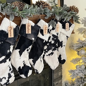 Personalized stocking, Bessie Cow Christmas stocking, personalized Calf Christmas Stocking, Farmhouse Christmas stocking, Personalized