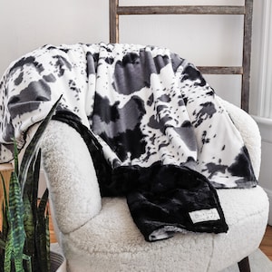 Adult Minky Blanket - Storm Pony and Black Caviar Hide, Adult Throw, Adult Gift, Throw Blanket, Black Fuzzy Blanket