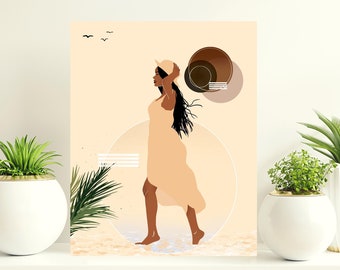 Black women digital art, boho art, black artist, black women art, printable wall art, digital art, fashion art, melanin, abstract black art