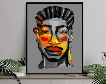 Black Man Digital Art, Instant download, Black art, black boho art, black man illustration, black artist, african american art, abstract art