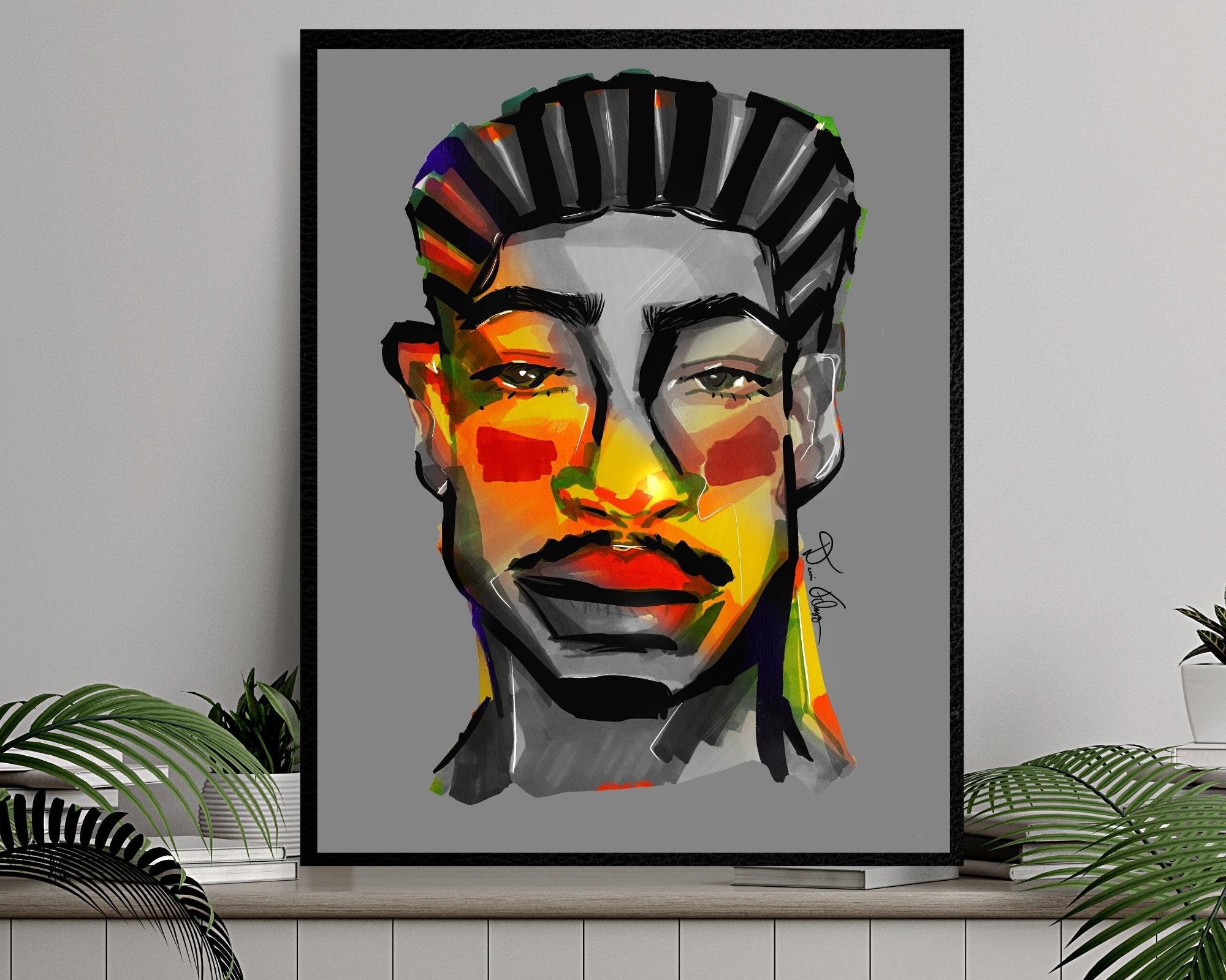 Black Man Digital Art, Instant Download, Black Art, Black Boho Art