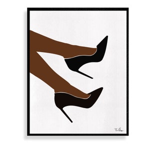 Black Art| DIGITAL DOWNLOAD| heels wall art| boho black art| african art| Romantic| black art| black artists| printable art| prints