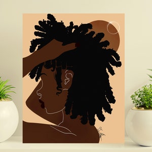 Black women with locs| DIGITAL DOWNLOAD|  instant download| boho black art|  afro wall art| African art| Black Girl| printable art| artists