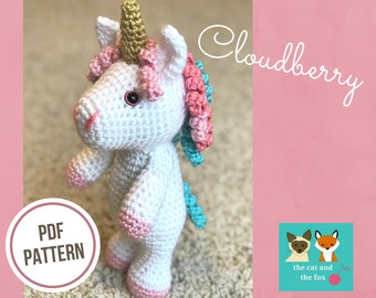 Unicorn Crochet Amigurumi Pattern, Unicorn Crochet Pattern, PDF Crochet Pattern, Cloudberry the Unicorn