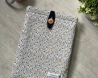 Funda de libro de flores (Otoño; marrón y azul)