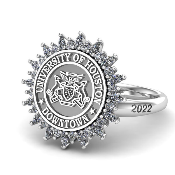 Custom University Ring for Women | College, High School Class and Graduation Signet Rings | Graduation Gift | Alumni