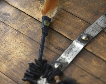 Shamanic feather wand accessory for magic ritual, fumigation fan