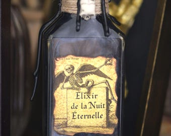 Magic potion "Elixir of Eternal Night" – Gothic esoteric decoration, witchy curiosity, mystical vial